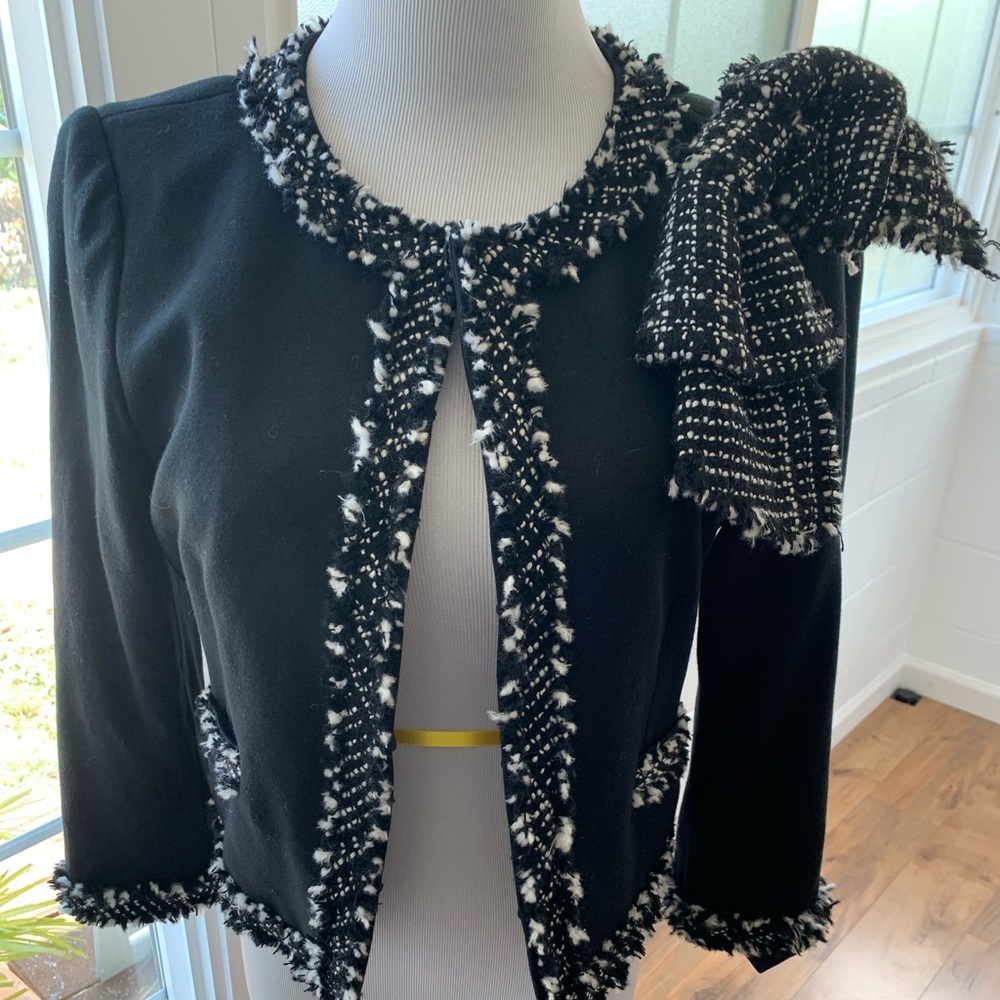 Alice + Olivia Wendi Bow Tie Boxer Jacket Medium